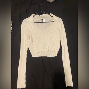 H&M white sweater material long sleeve